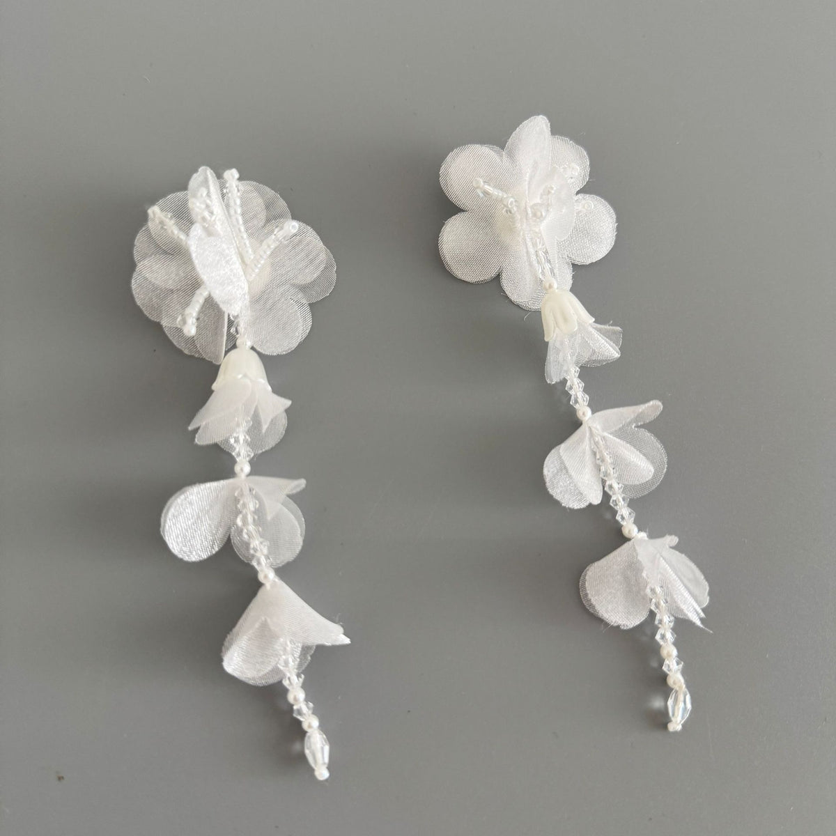 Handmade long tassel bead light gauze petal fabric patch, DIY earrings, earrings, earrings, skirts, clothing, flowers, accessories, H243