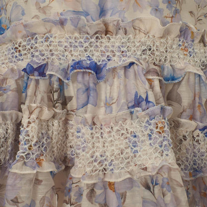 White Chiffon A-Line Tiered Drop-Waist Dress