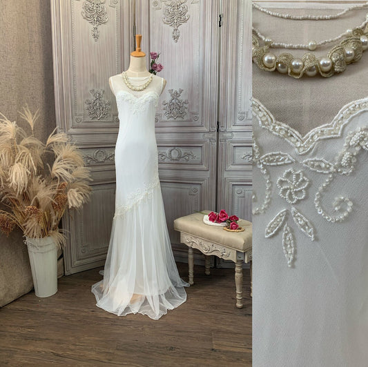 White Lace & Tulle Mermaid Wedding Dress