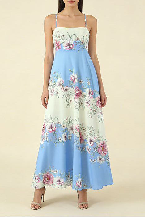 agatha floral print strap midi dress