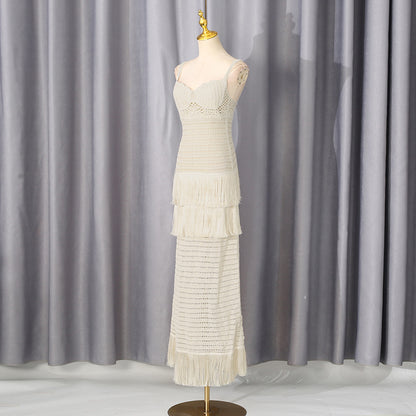 Cream Crochet Knit Column Dress