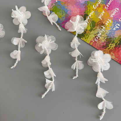 Handmade long tassel bead light gauze petal fabric patch, DIY earrings, earrings, earrings, skirts, clothing, flowers, accessories, H243