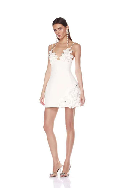 lyuba 3d flower embellished A-line mini dress - white