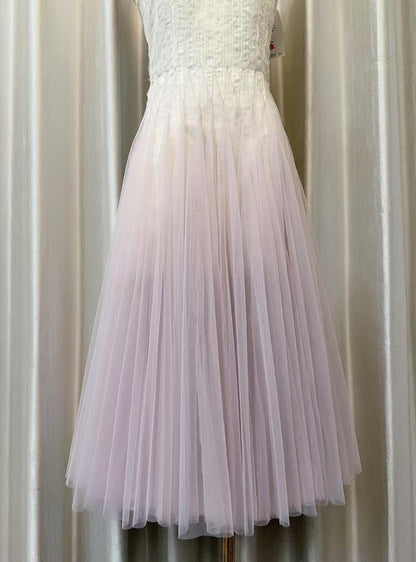 Gradient Tulle Midi Dress with Ruffle Straps