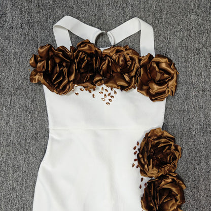 sebastiane Halterneck Flower Bandage Maxi Dress