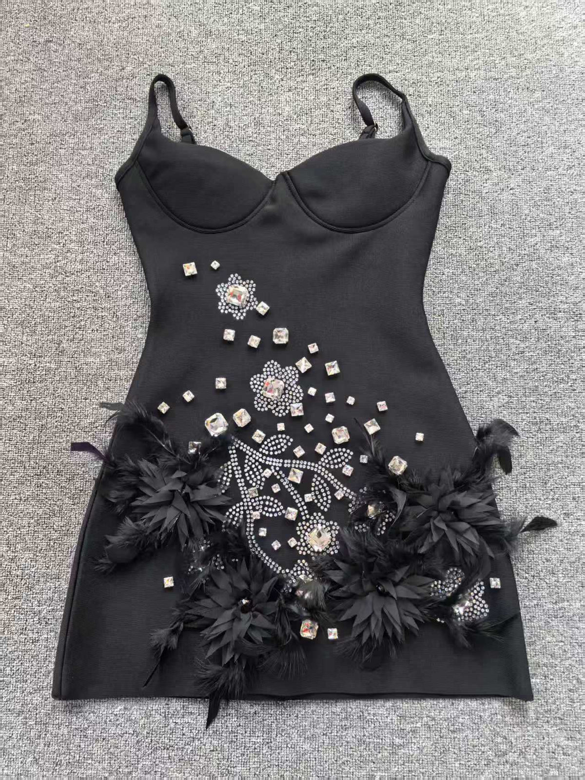 black heavy stretch knit bodycon dress