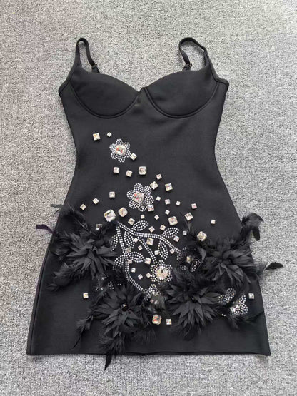 black heavy stretch knit bodycon dress