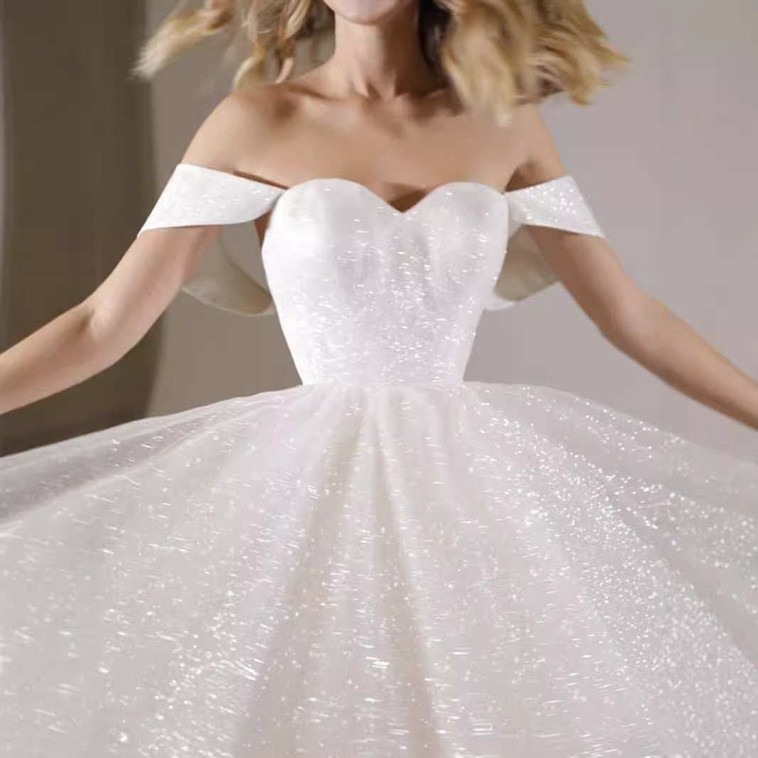 Amity White Sexy Sequined Short Princess Evening Gown Mini Dress