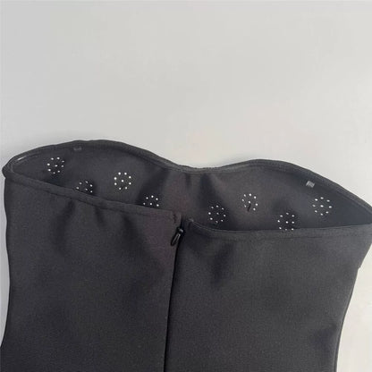 Strapless Pearl Rhinestone Cluster Bodycon Mini Dress