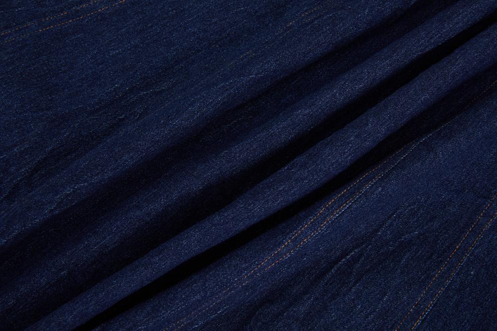Dark Blue Denim Fit-and-Flare Midi Dress