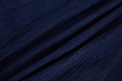 Dark Blue Denim Fit-and-Flare Midi Dress