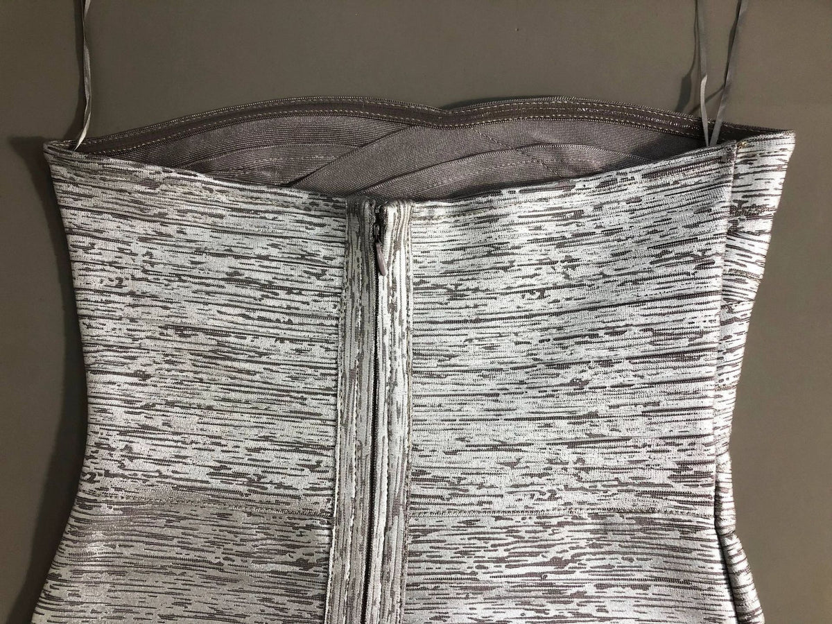 Silver Metallic bandage knit Bodycon Dress