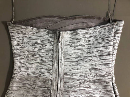 Silver Metallic bandage knit Bodycon Dress