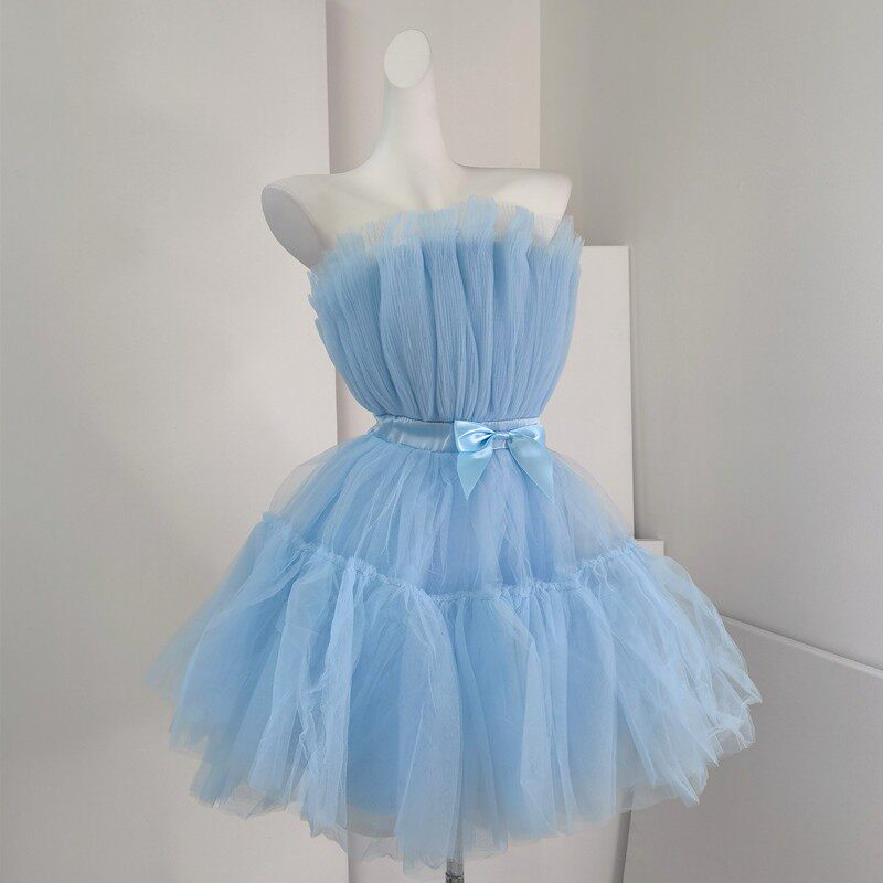 Frederica Bow-Accent Waist-Cinched Strapless Dress - Pink