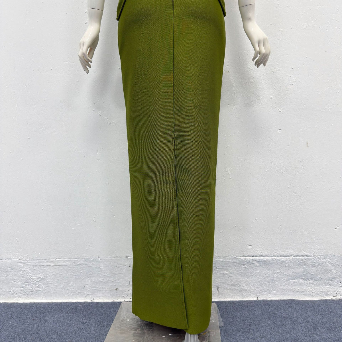 teresa green rhinestone embellished strapless top skirt set