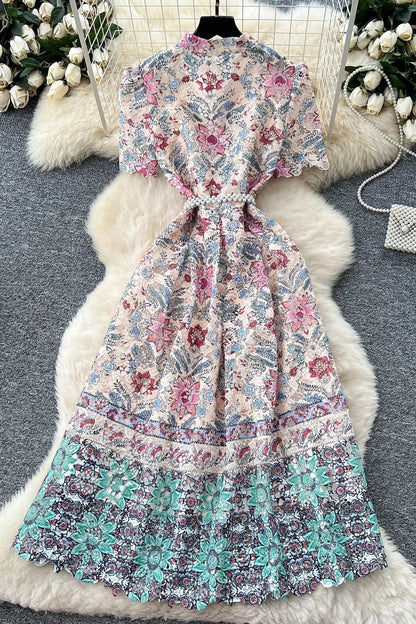 cream guipure lace A-line dress