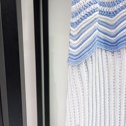 Wavy‑Knit Sleeveless Crop Top & Midi Skirt Two‑Piece Set