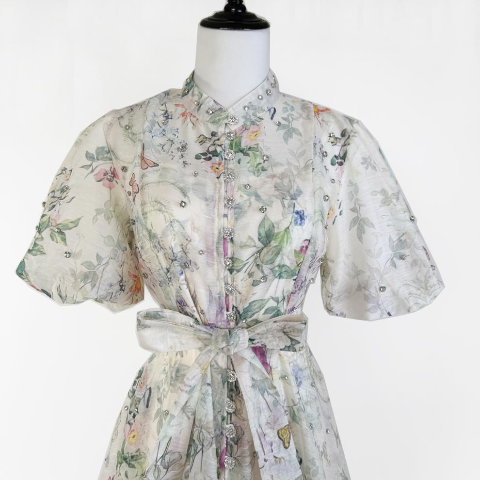 Floral Print Belted Mini Dress