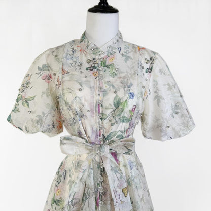 Floral Print Belted Mini Dress