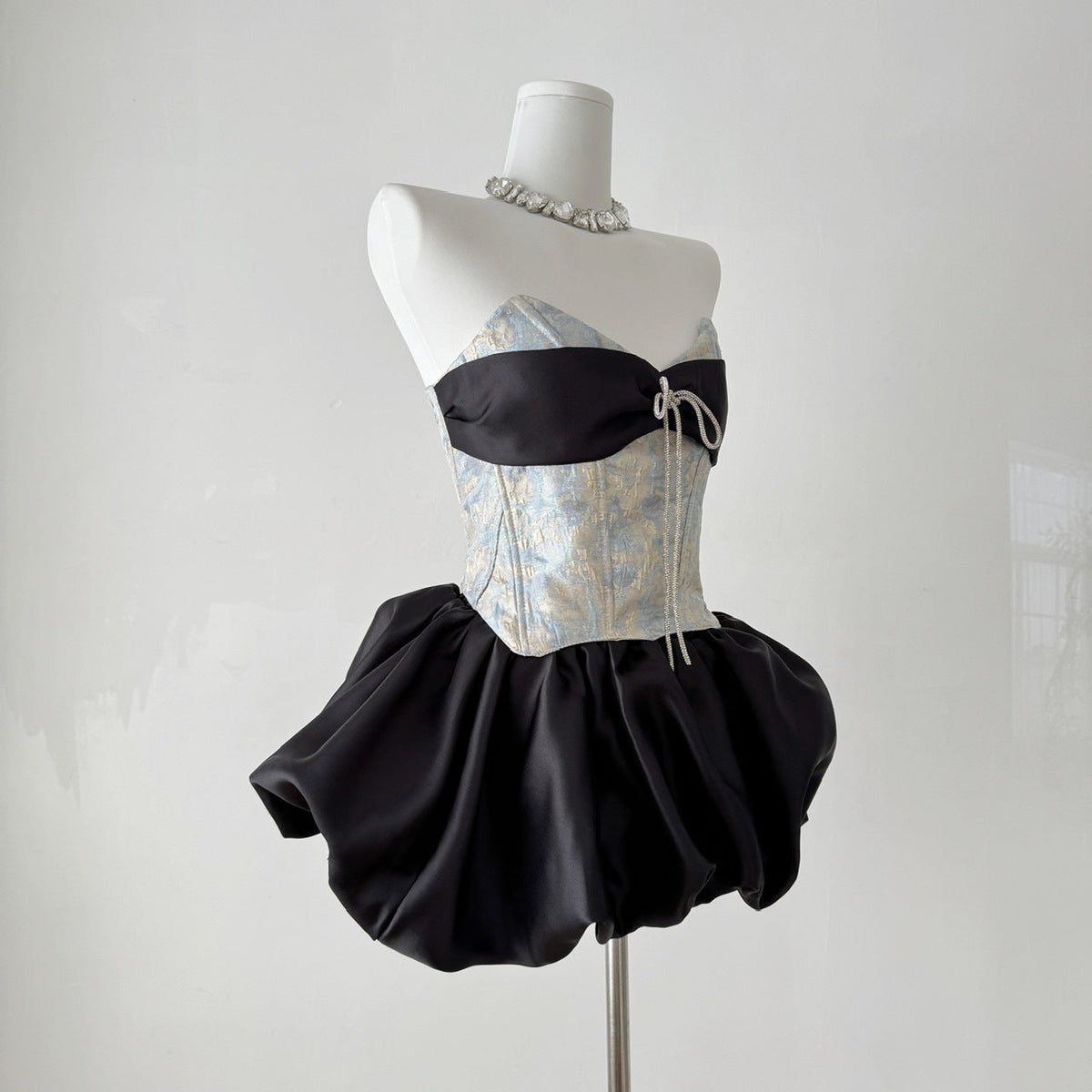 Bethari Strapless Corset Puffy Mini Dress