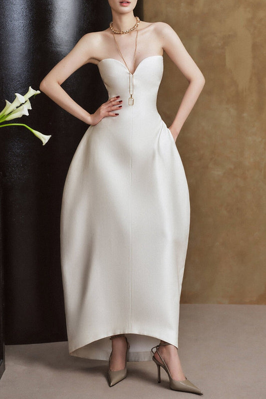 hilary v-neck strapless maxi dress - white