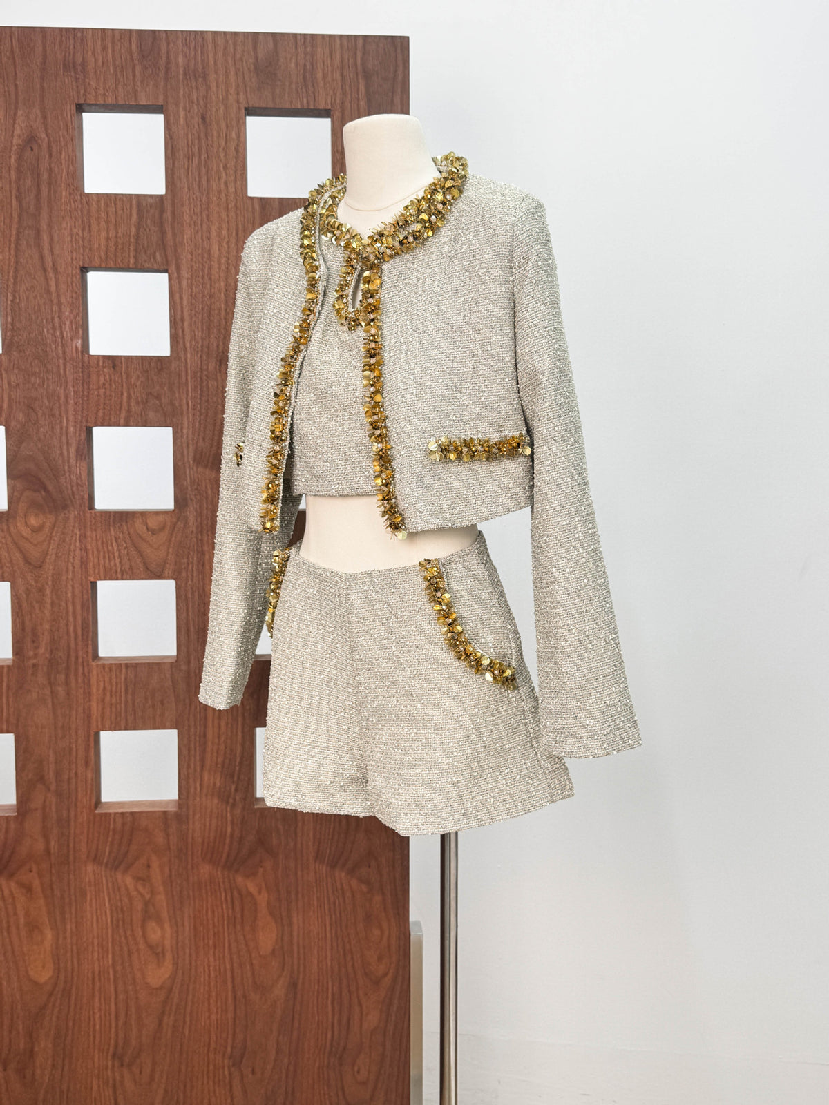 evangeline Sequin Jacket in apricot