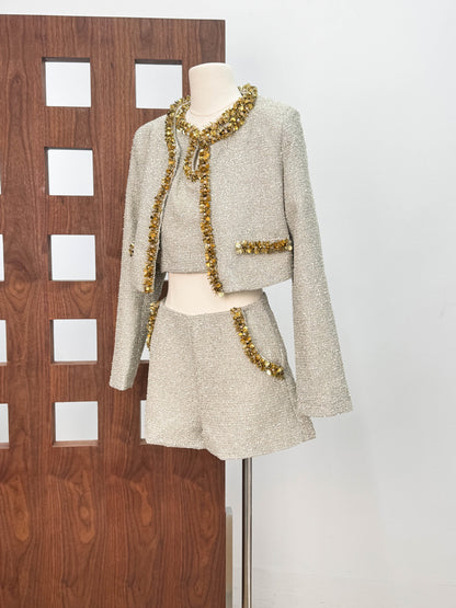 evangeline Sequin Jacket in apricot