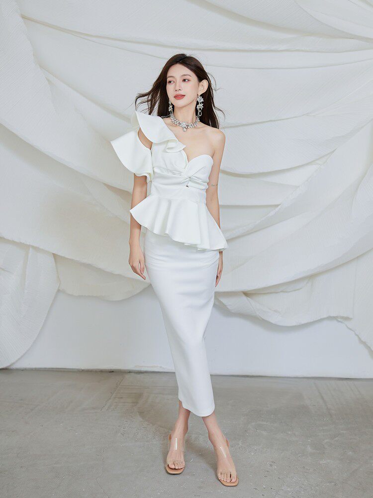 Dolores Strapless Backless Ruffle maxi Dress Set