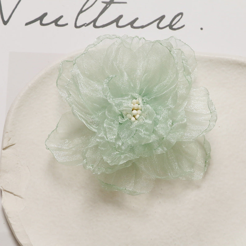 Photography: Princess hair accessories, lightweight organza, peach pink floral DIY, handmade mesh hair tie, claw clip, women's clothing accessories