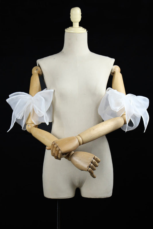 Organza Giant Bow Detachable Short Arm Cuffs