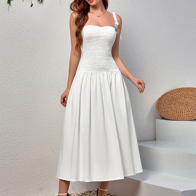 Twist Bust Textured Cami Flowy Midi Dress