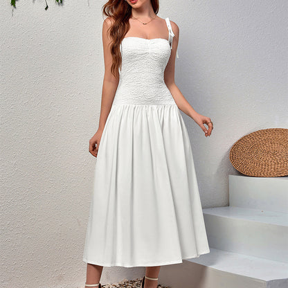 Twist Bust Textured Cami Flowy Midi Dress
