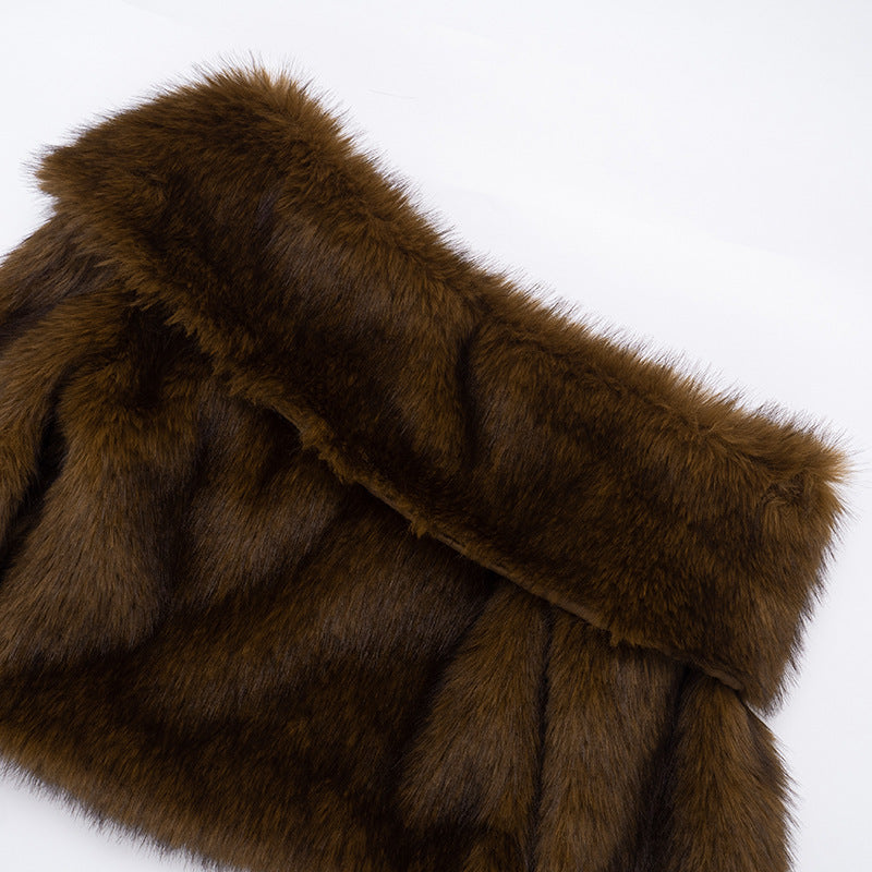 stacey One Shoulder Furry Top