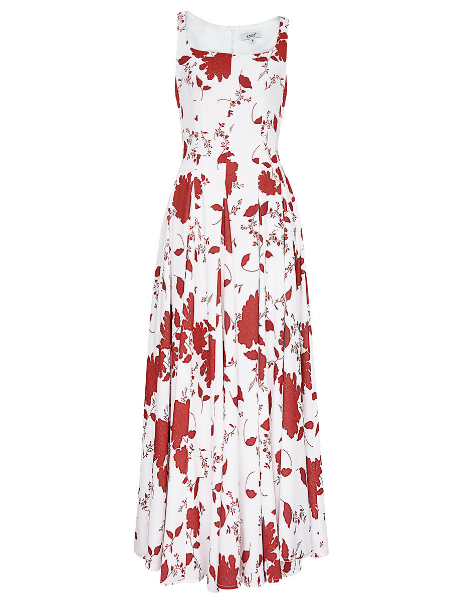 floral printed square neck maxi dress