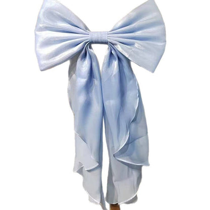 Shimmer Organza Giant Bow Ruffle Streamer Back Sash