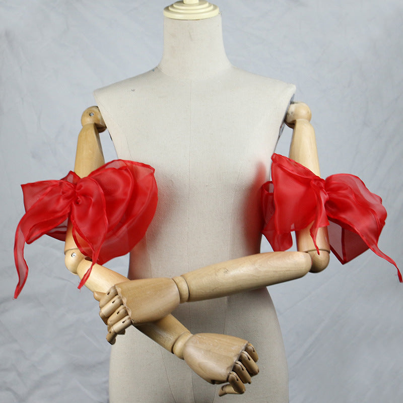 Organza Giant Bow Detachable Short Arm Cuffs