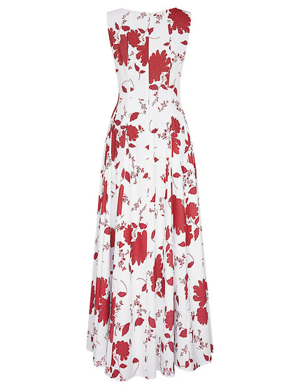 floral printed square neck maxi dress