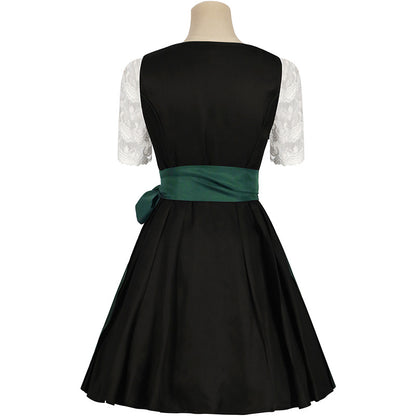 Black Woven cotton-synthetic blend Fit-and-flare Dirndl dress set