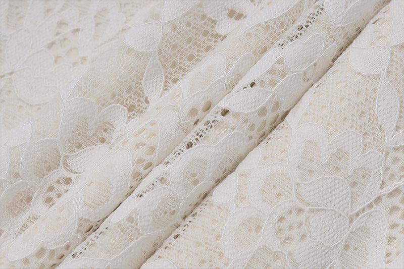 White Floral Lace One-Shoulder Column Gown