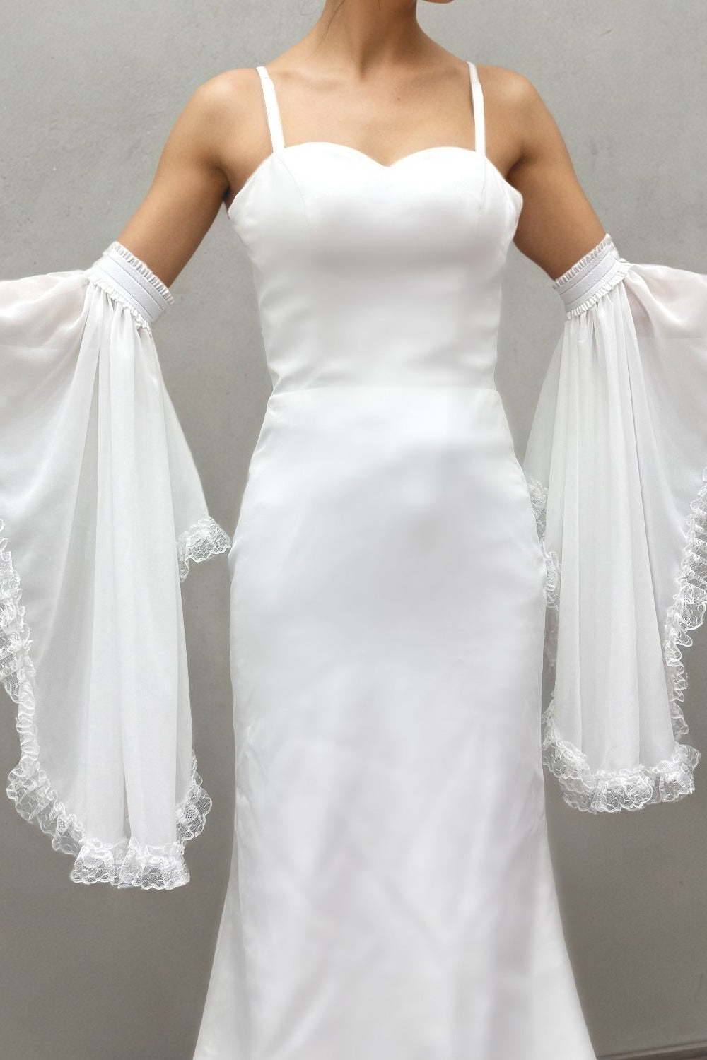 Double Layer Lace Ruffle Chiffon Detachable Bell Arm Sleeves