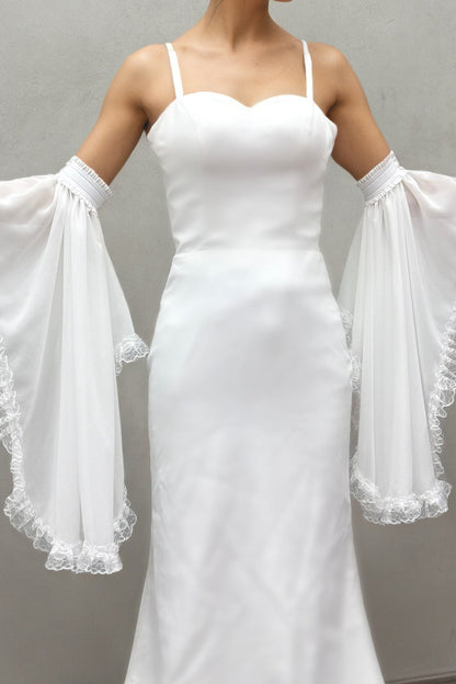 Double Layer Lace Ruffle Chiffon Detachable Bell Arm Sleeves