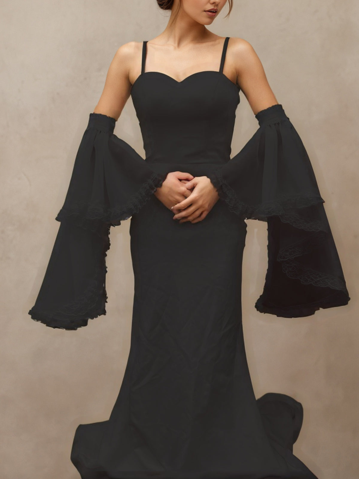 Double Layer Lace Ruffle Chiffon Detachable Bell Arm Sleeves