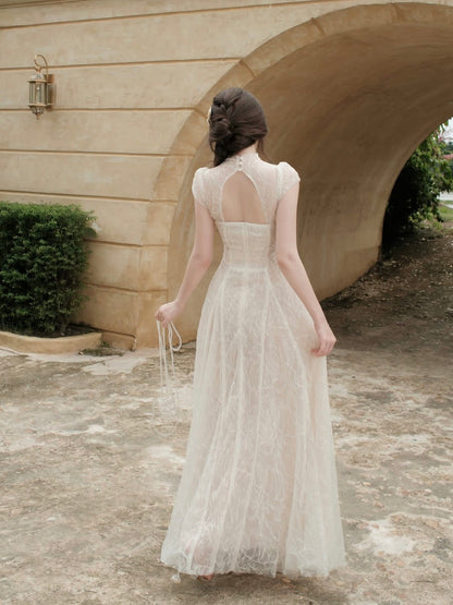 lace sequin A line midi dress