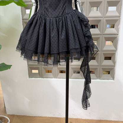 Black Tulle Fit-and-Flare Mini Dress