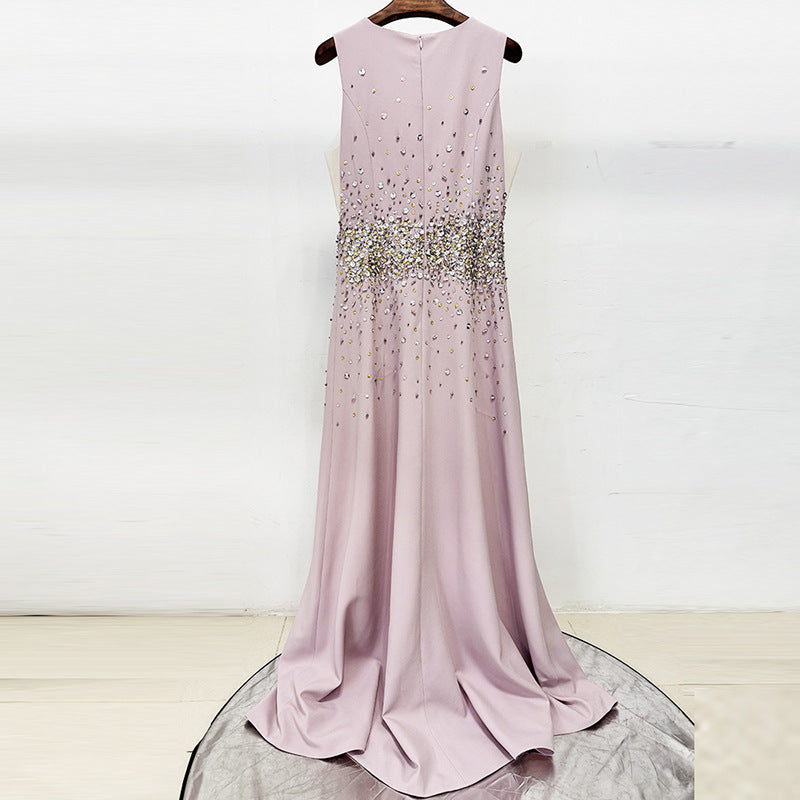 pandora Beaded rhinestone sleeveless maxi dress - pink