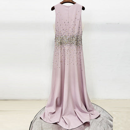 pandora Beaded rhinestone sleeveless maxi dress - pink