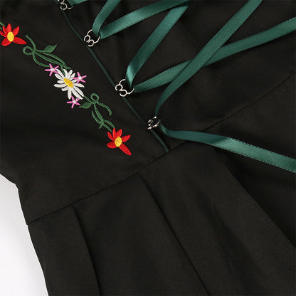 Black Woven cotton-synthetic blend Fit-and-flare Dirndl dress set