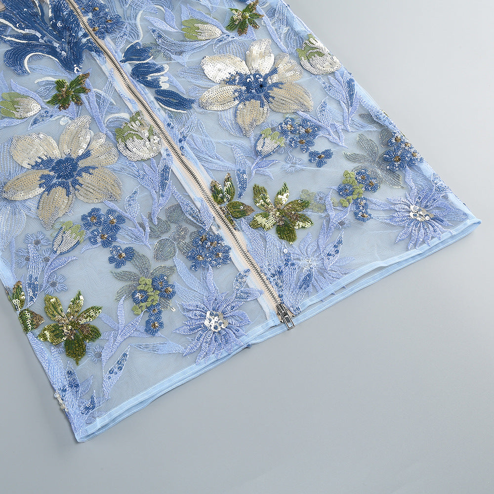 Dahlia Baby Blue Multi Maxi Dress