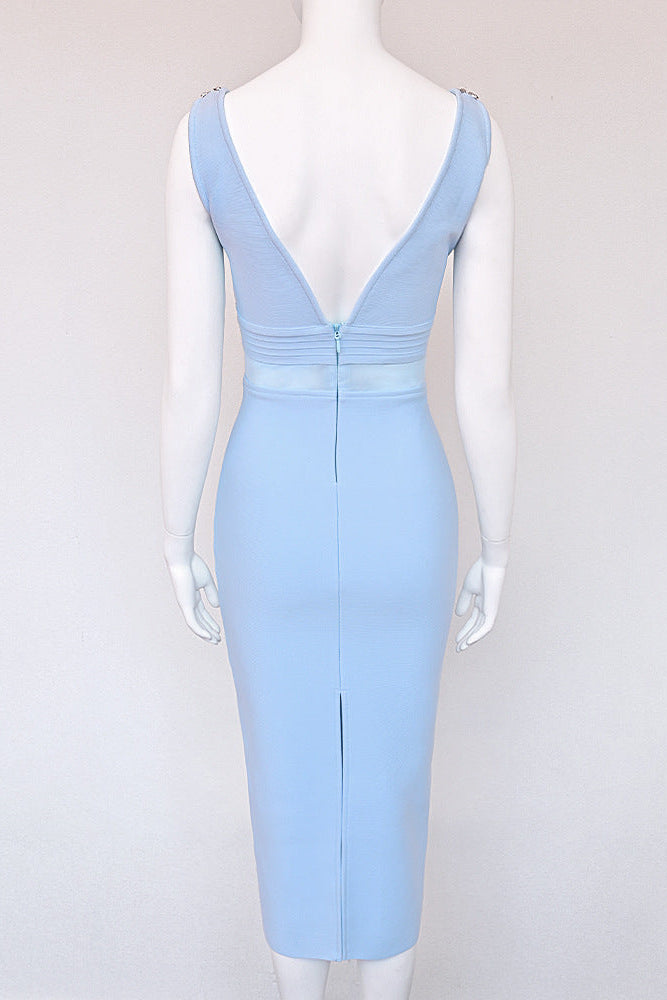light blue heavy knit sheath dress