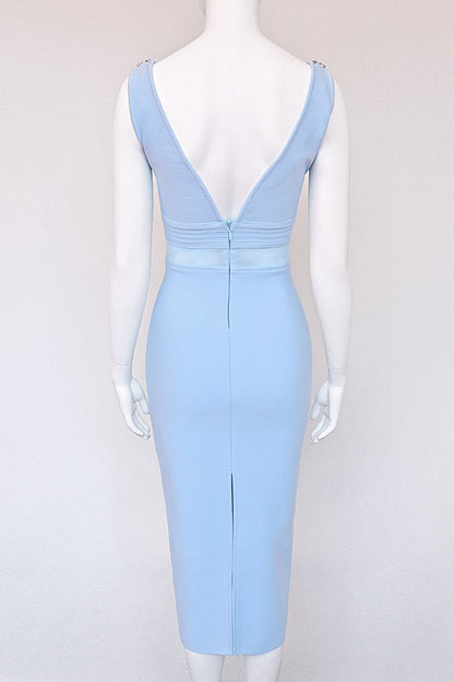 light blue heavy knit sheath dress